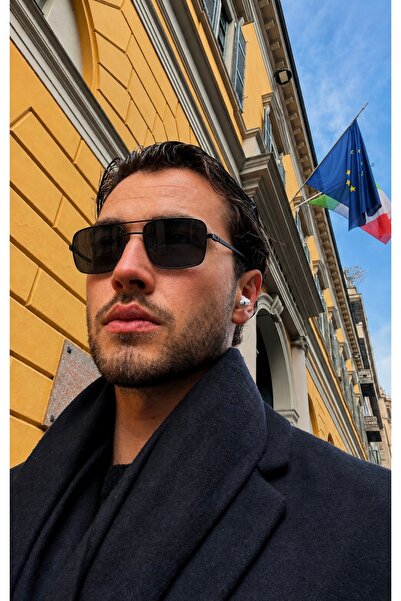PİYESBOUTİQUE Men's Square Reynmen Eşref Single Sunglasses, Polarized, Retro ...