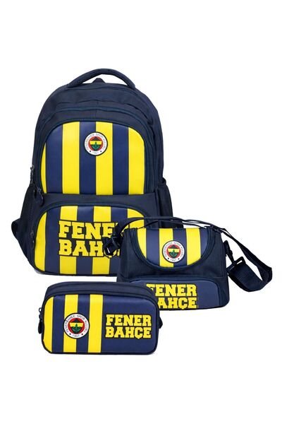 Fenerbahçe Erkek Çocuk Üçlü İlkokul Okul Çanta Seti - Yazılı (Mavi - Sarı) - ...