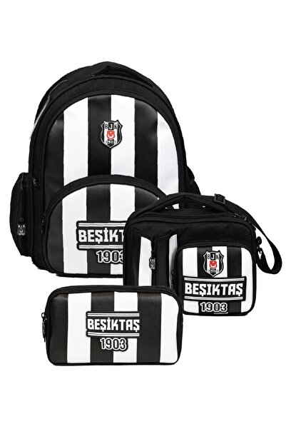 Beşiktaş Boy's Triple Primary School School Bag Set - 1903 Printed (Black - W...
