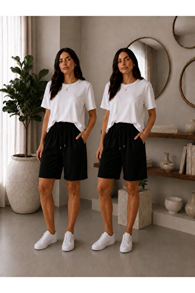 JULİA MODA 2'Li Yazın En Çok Tercih Edilen Kadın Pijama Altı Şortu Hafif ve N...