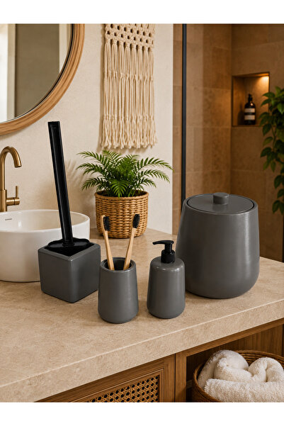 Zigzag Home Decorative 4-Piece Bohemian Style Bathroom Set: Trash Can, Toilet...