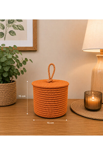 ÖRGÜM Organizator decorativ multifuncțional cu capac 15x15 cm