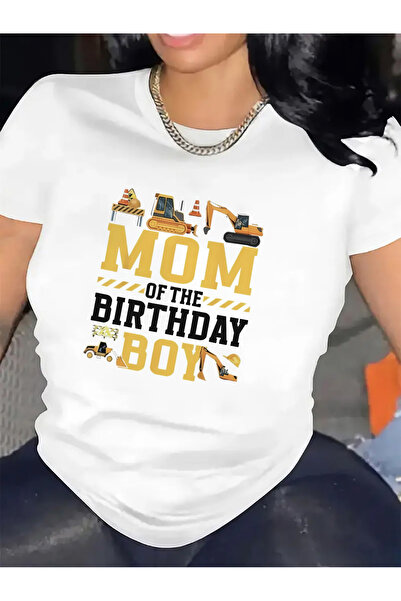 17TAKI [Mom T-Shirt] cotton T-Shirt Mom of the Birthday Construction Theme De...