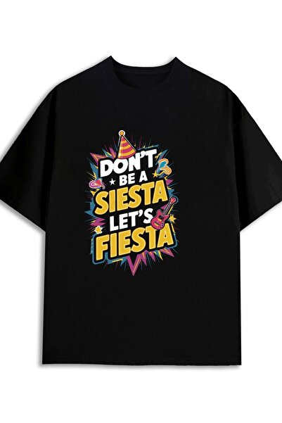 1001moda تي شيرت رجالي Let's T-Shirt 100% قطن 180GSM أسود مع طباعة عبارة إسبا...