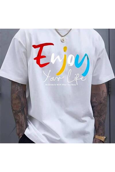 1001 Line Men's Trendy Crew Neck T-shirt, Versatile Short-sleeved, Suitable f...