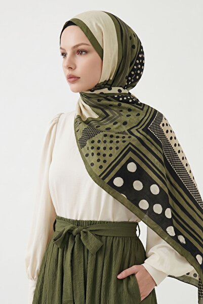 InStyle Puantiye Desen Dijital Bambu Şal - Haki