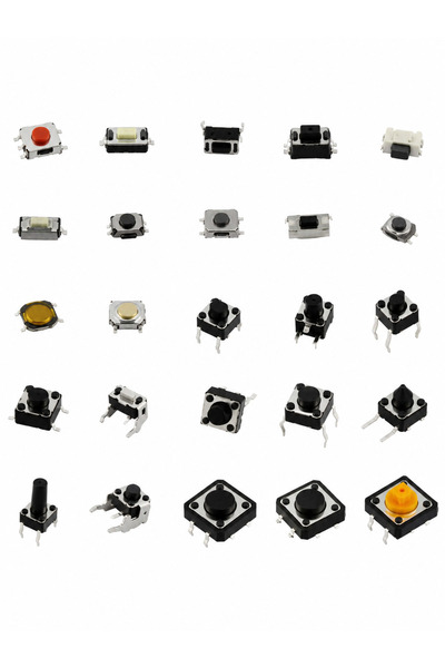 Tech 125 Adet Tact Switch Seti Dip Smd Kılıf 25 Farklı Çeşit Şeffaf Poşette