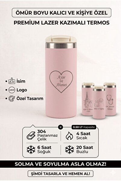 Kelira Stainless Steel Thermos 500ml Black/Pink 2 Color Options