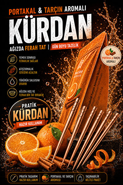 Auryne Jewelry Türkiyede İlk ve Yeni Portakal ve Tarçın Aromalı Kürdan 100 Ad...