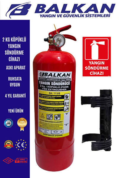 BALKAN YANGIN VE GÜVENLİK SİSTEMLERİ 2 KG RUHSATA UYGUN KÖPÜKLÜ YANGIN TÜPÜ +...