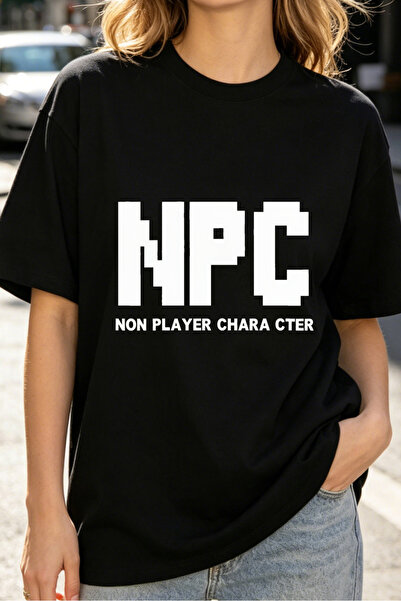 Fleck تي شيرتات نسائية بتصميم NPC Non Player Character Pixel Style Graphic Te...