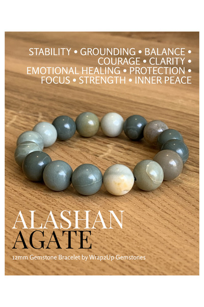 Gemstones ALASHAN AGATE 12mm GEMSTONE BRACELET