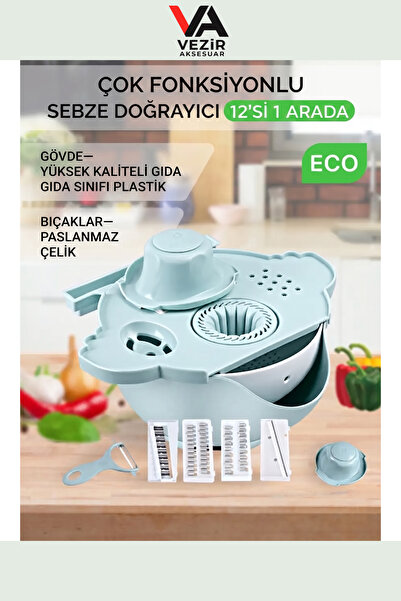 Vezir Aksesuar Practical Kitchen Helper 12-Function Salad Maker – Chopping Bo...
