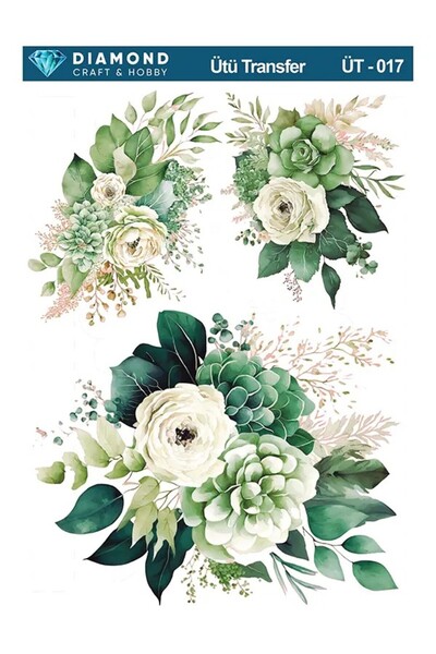 Buhobi ÜT017 Çiçek Desenli Diamond Craft Ütü Transfer Kağıdı 25x35cm