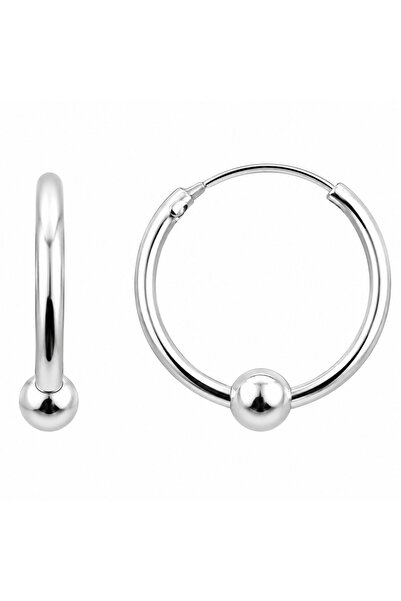 JOLIE Cercei Damă din Argint 925, Silver, Model Creole 10 mm cu Biluță, Desig...