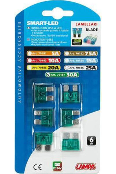 Lampa Έξυπνες ασφάλειες με ένδειξη LED 12/32V 30A, Σετ ασφαλειών αυτοκινήτου ...
