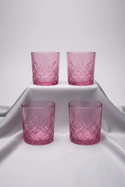 Paşabahçe Timeless Pink 4-Piece Crystal |   Glass Water and Soft Drink Cup 34...