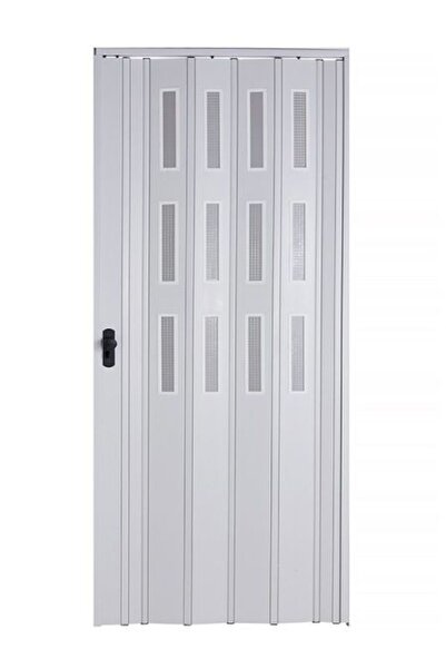Sarpaş Dekor Sarpaş Akordiyon Kapı 94x197 Beyaz Camlı Kalın Kapı Katlanır Akordeon Pvc Anahtar Kilitli