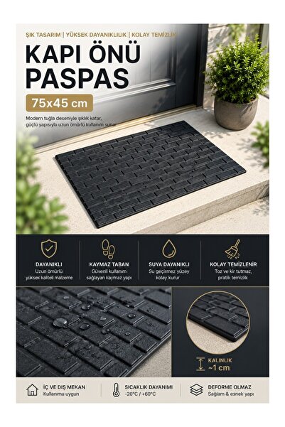 Black Gold Door Mat Multi-Purpose Outdoor Mat 75X45 cm Non-Slip Base Washable