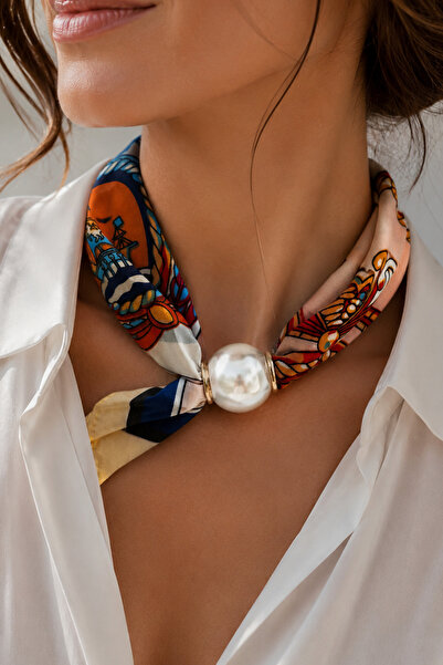 Modex Sea-Themed Pearl Detail Scarf Necklace (45cm)