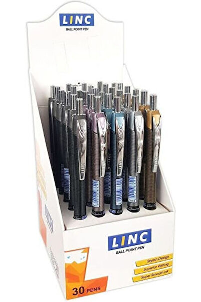 Linc Στυλό διαρκείας Elantra Μπλε, Συσκευασία 30 τεμαχίων, 5 Μεταλλικά Χρώματα