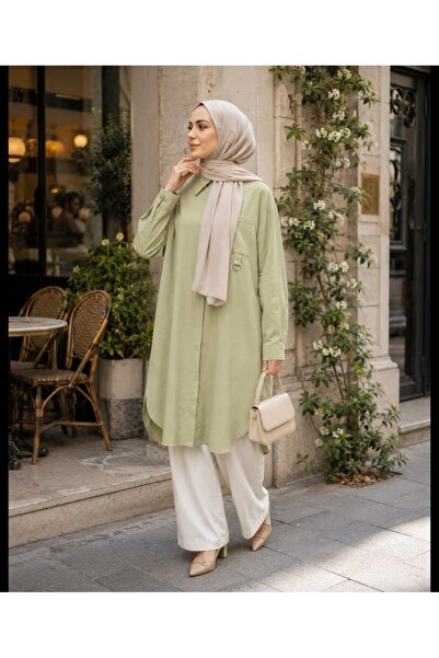 Budan Export Women's Hidden Buttoned Shirt Collar Long Loose Islamic Clothing...