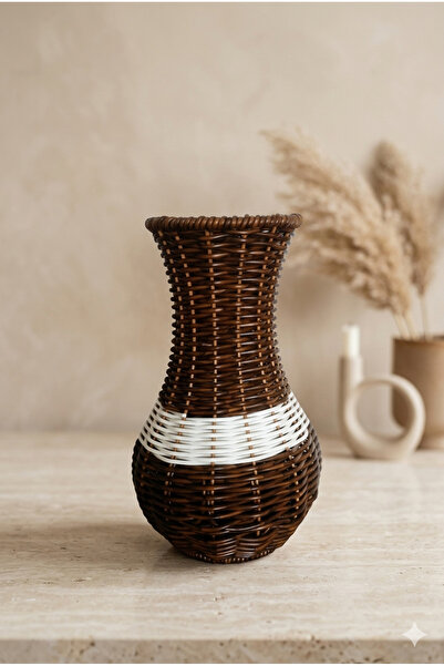 KLARHAUS Bohemian Wicker Model Curved Decorative Vase - Living Room and Offic...