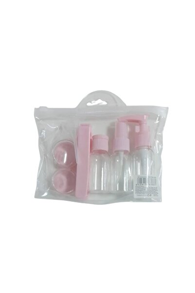 idei Set 7 recipiente cosmetice roz 30ml pentru călătorie: dozator pompă, pul...