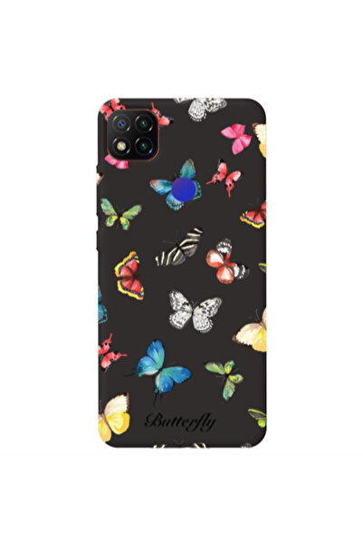 Other Xiaomi Redmi 9c Mixed Butterflys Black Colored Silicone TPU Θήκη