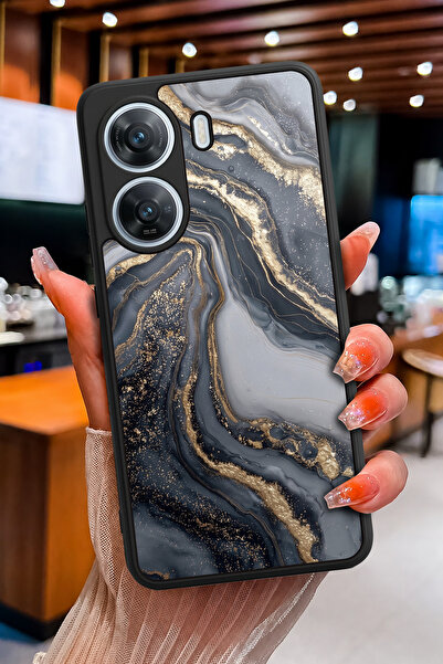 POCO XIAOMİ X7 Pro Uyumlu Altın Damar Mermer Desenli Parlak Baskılı Kamera Ko...