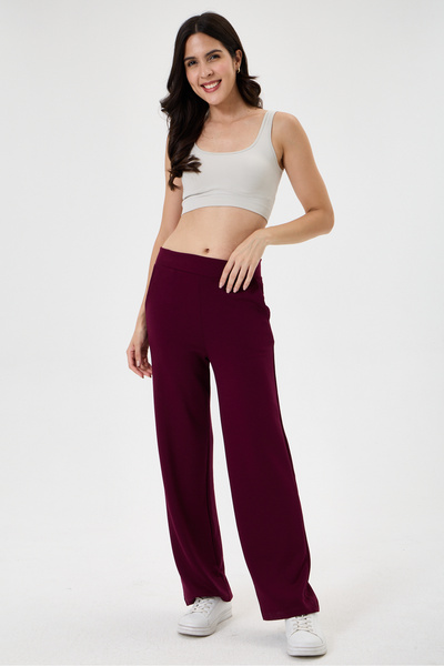 della moor Women's Burgundy Regular Fit Waist-Corseted Tubular Leg Lycra Stre...