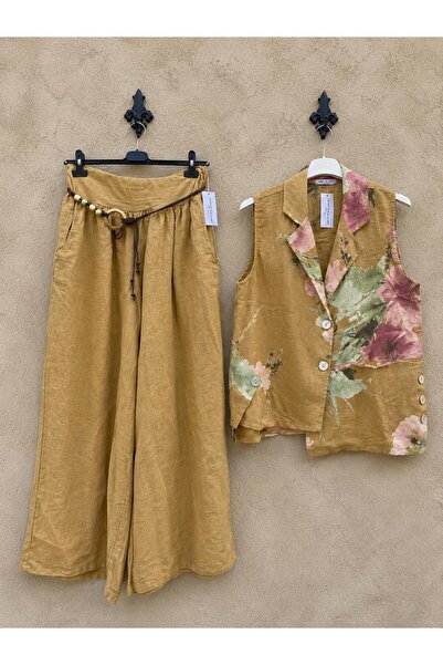 MENSAR OTANTİK 100% linen vest and trousers set, standard size 38/46, fits up...