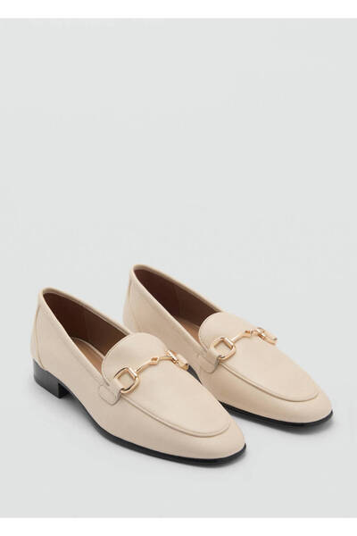 MANGO Woman Leather Loafer Shoes with Buckle