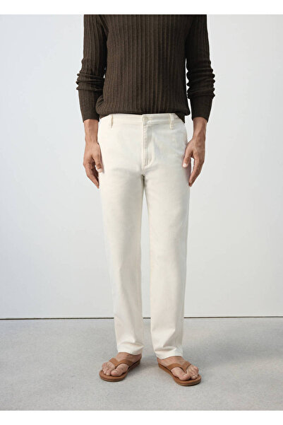MANGO Man Pamuk keten karışımlı relaxed fit jean pantolon