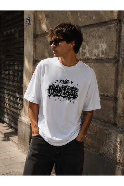 MONTREE Men's Oversize Printed 100% Cotton T-shirt