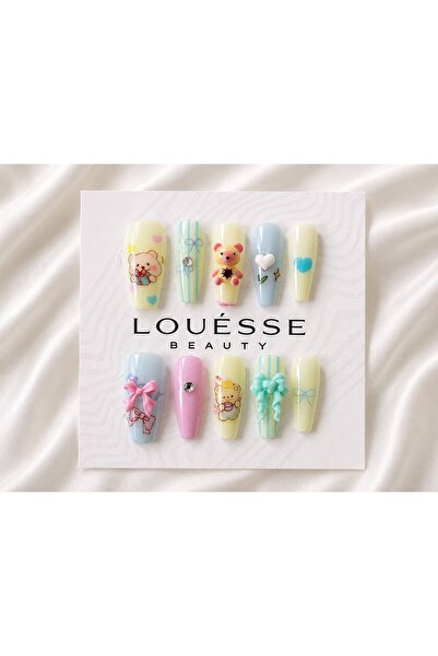 Louesse Beauty 3D Kore Ayıcık Takma Tırnak | Press On Nails | Yıldız, Ayıcık,...