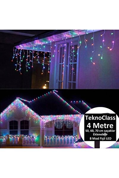 TeknoClass 8 Fonksiyonlu RGB Saçak Led Sarkıt Led Eklenebilir Led Süsleme Led...