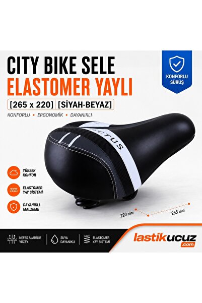 Rectus City Bike Elastomer Yaylı Bisiklet Selesi 265x220 mm Siyah-Beyaz Ergon...