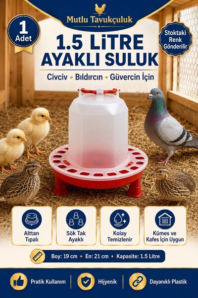 MUTLU TAVUKÇULUK Civciv Başlangıc Suluk Bıldırcın Güvercin Suluğu 1.5 Litre A...