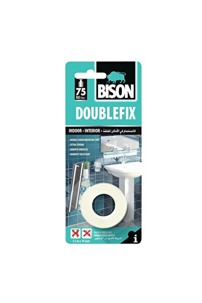 Bison Double Sided Mounting Tape, White - 1.5m x 19mm