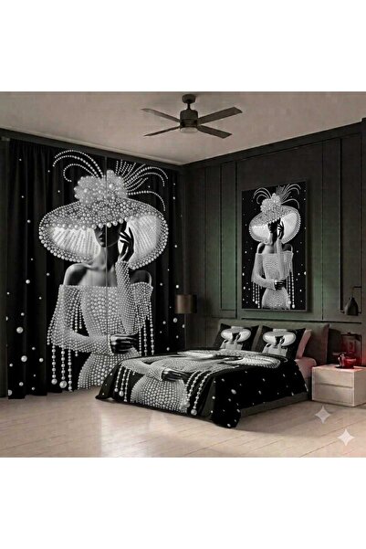 Elmas Dizayn 240*280 cm Double Wing 2 Pieces Background Curtain and 240*260 c...
