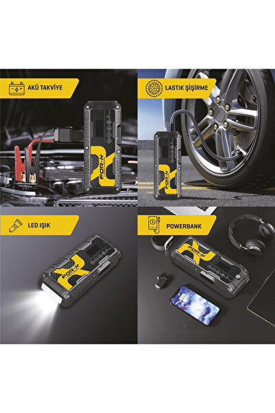 For-X Taşınabilir Şarjlı Jump Starter - X-12000A Akü Takviyesi + Lastik Şişir...