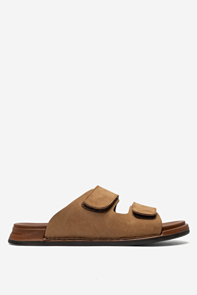 Dericlub Men's Strappy Slippers Real Leather Hz 255 Taba
