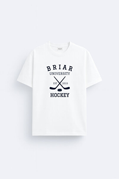 cesita Off Campus Briar University Printed Cotton White T-Shirt T-Shirt