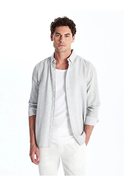 LC Waikiki Regular Fit Long Sleeve Striped Men's Shirt (S4)