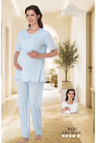 EM&FA TEKSTİL Pregnant Women's Breastfeeding Detailed Pajama Set