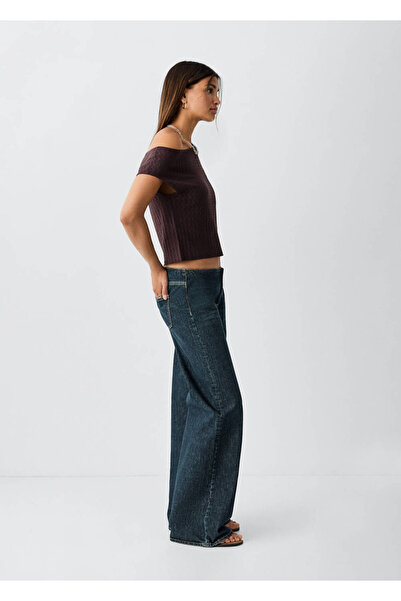 Mango Teen Düşük bel wide leg jean pantolon