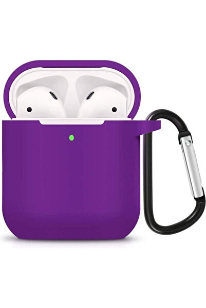 OEM Θήκη σιλικόνης με γάντζο σε μωβ χρώμα για Apple AirPods 1 / AirPods 2