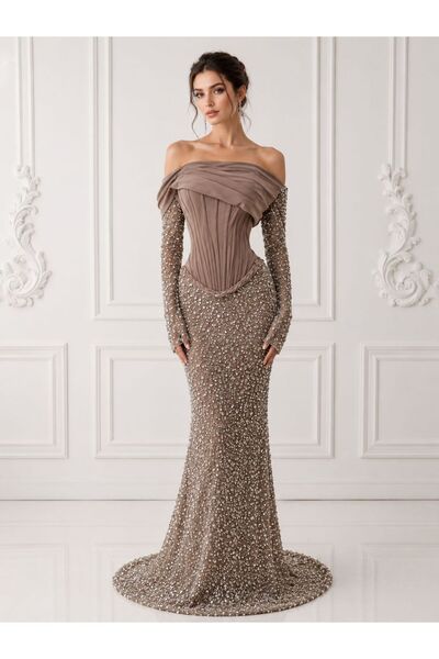 Diva style فستان سهره تطريز خرز