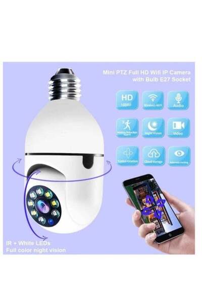 ELTRAZONE 1Pcs Light Bulb Security Camera 2.4GHz & 5G WiFi Outdoor 1080P E27 ...